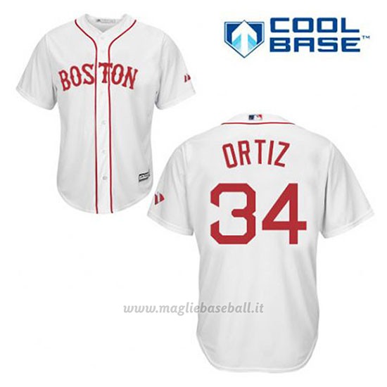 Maglia Baseball Uomo Boston Red Sox 34 David Ortiz Bianco Cool Base2